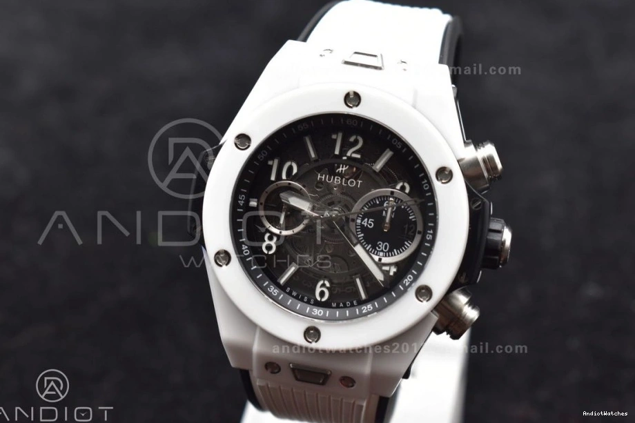 Best Rubber on Unico 516 Edition A Dial Packable 1:1 Ceramic ZF Bang Strap Big Skeleton White White 0814